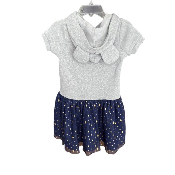 Disney 100 Girls Hooded Dress With Minnie Pooh Sulley & Alice Print Gray/Navy Go - Picture 4 of 4